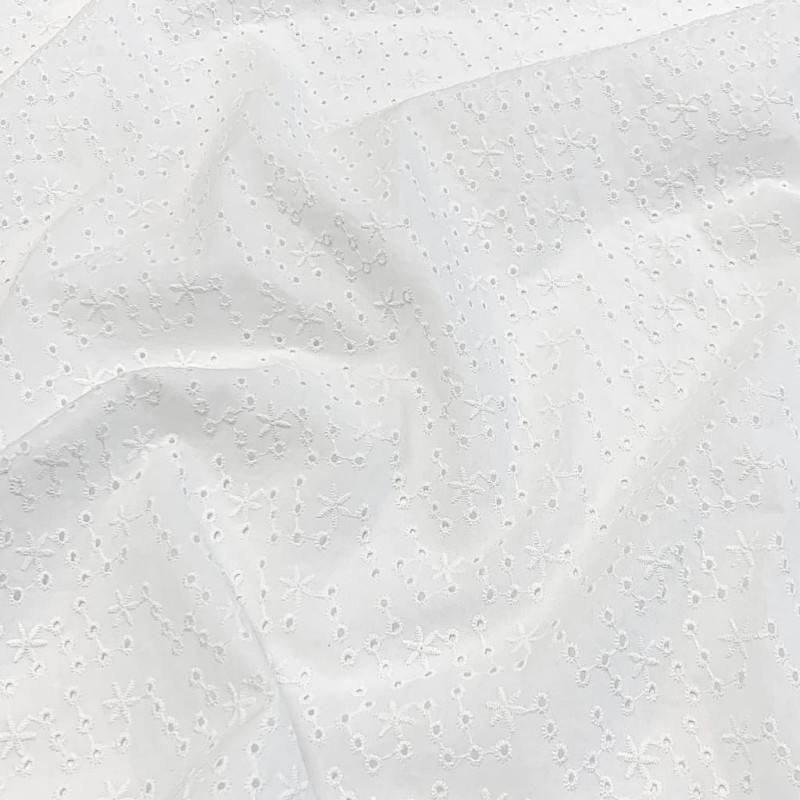Algodón con bordado inglés BA-ETOILES Blanco / Blanco